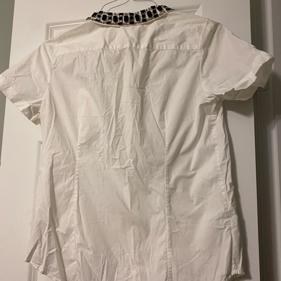 J.Crew Collection Jeweled Collar Shirt White and Black Size 6 Button Up - Picture 6 of 6